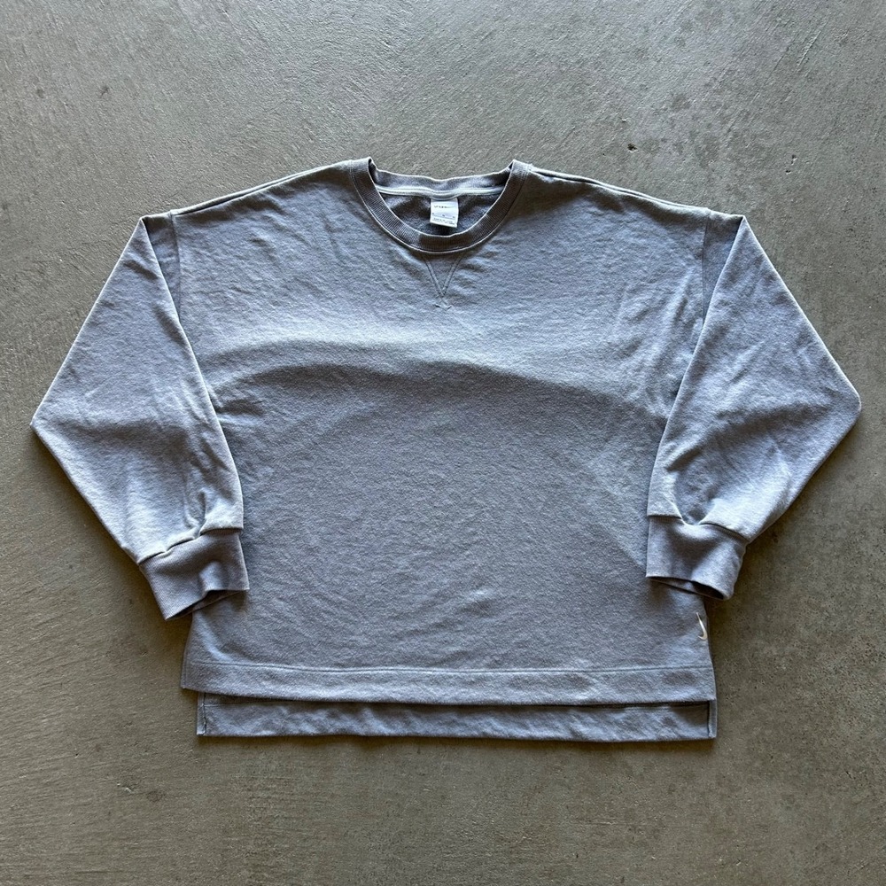 Nike Yoga Sweatshirt Womens XL Gray French Terry Crewneck Oversized CZ9182-073